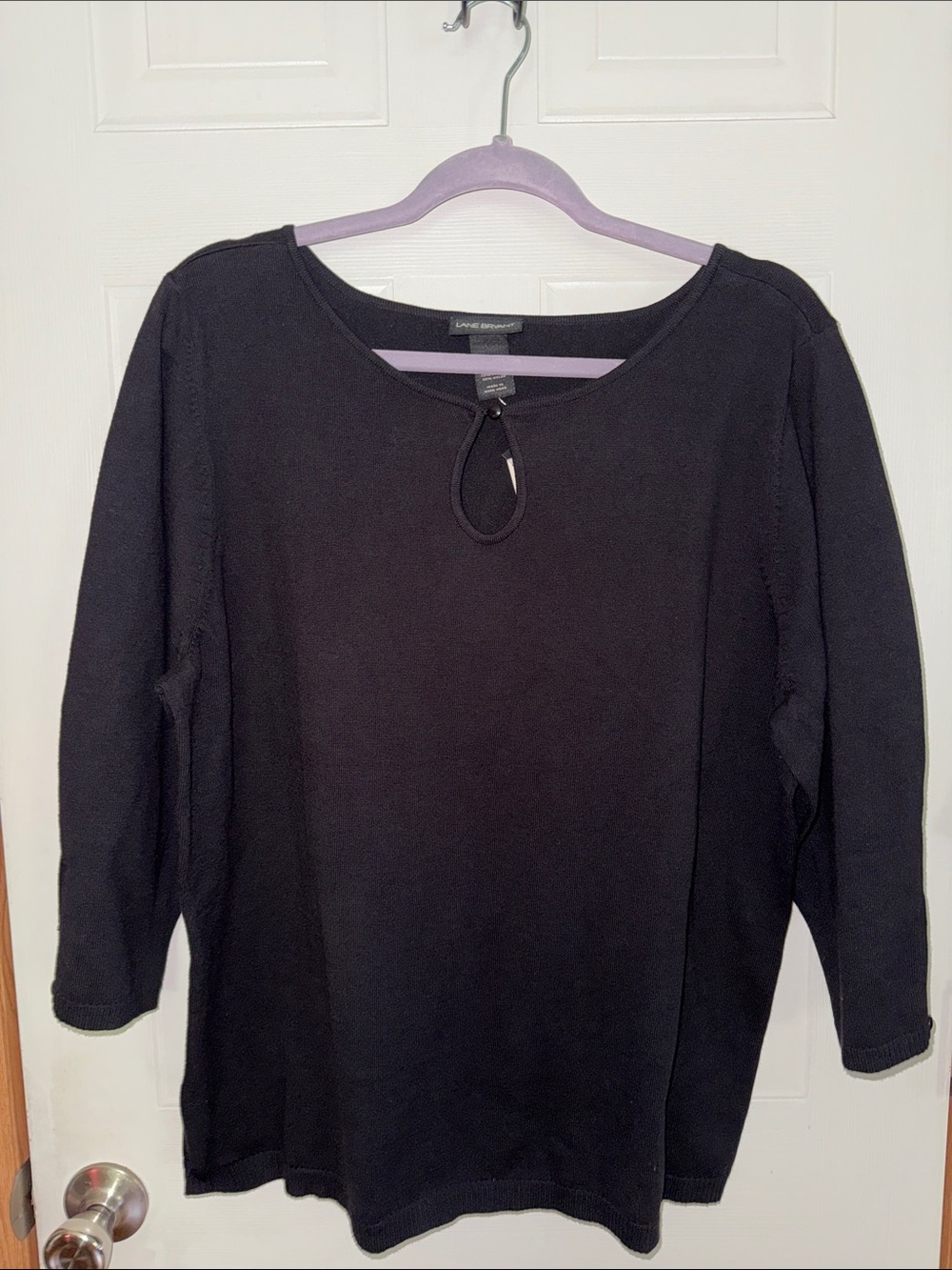 Lane Bryant Black Keyhole 3/4 Sleeve Top - Classic Black